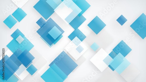 Blue and White Geometric Squares Floating on Clean Minimalist Background