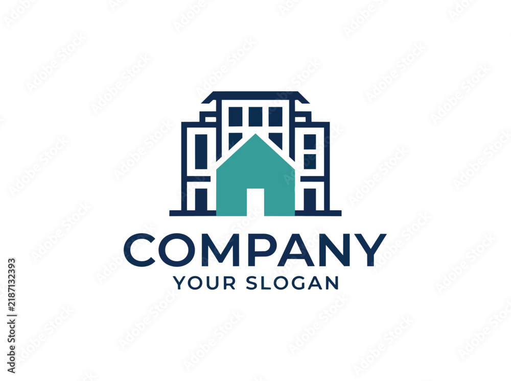 Fototapeta premium Modern Building with House Vector Logo Design