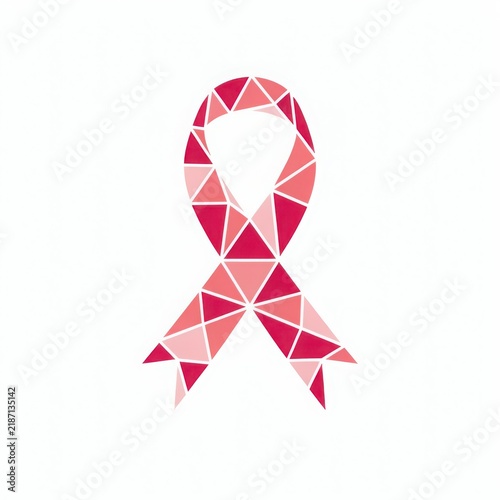 Pink awareness ribbon made of geometric shapes