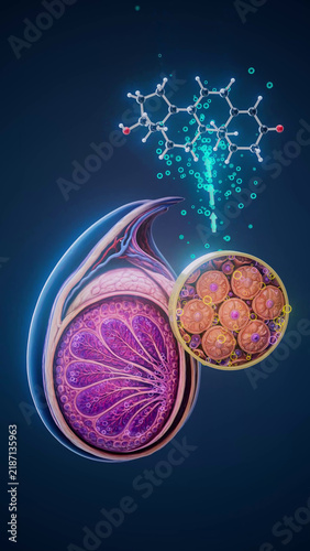 Obraz na płótnie Conceptual 3D illustration of testosterone production and hormone function
