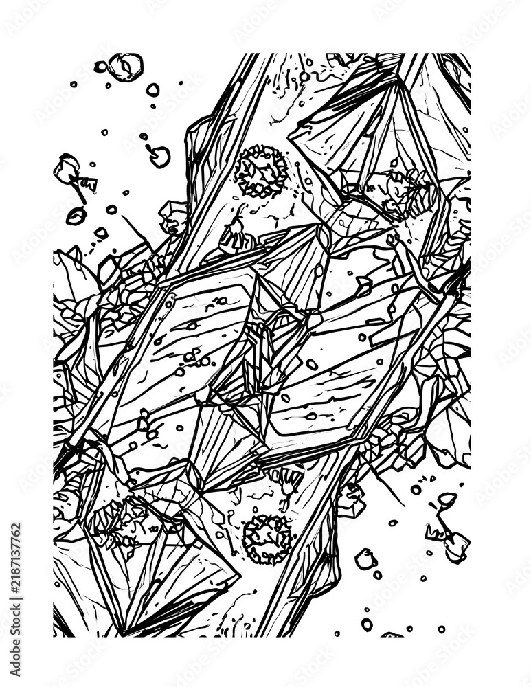 Fototapeta premium Abstract Geometric Crystal Shapes Coloring Page