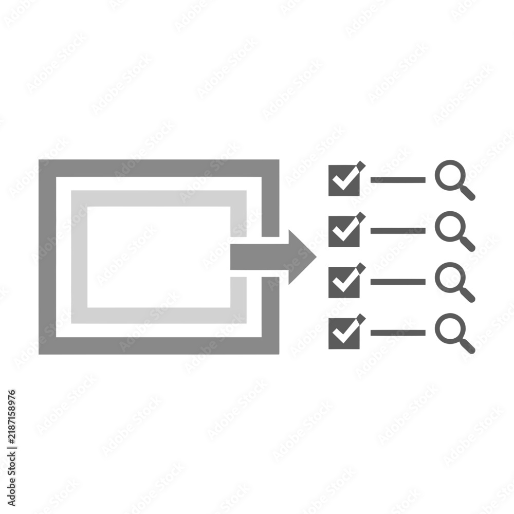 Fototapeta premium Process icon showing input transforming into checked list items