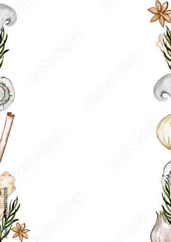 watercolor bright autumn frame of vegetables	
