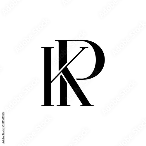 Monogram letter logo design with combined letters K and P on white background