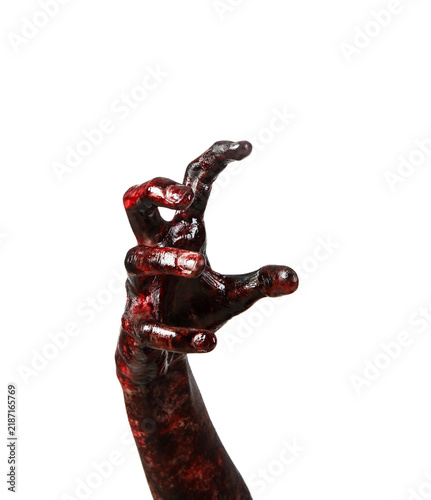 Fotografie Hand of zombie on white background. Halloween celebration