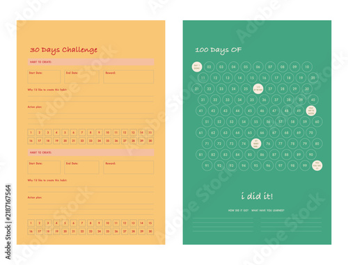 habit month 100 days habit planner.
