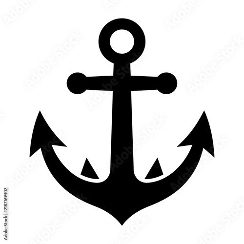 Black Anchor Icon Symbol On White Background
