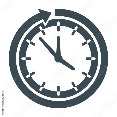 Clock with circular arrow icon symbolizing time management, scheduling, history, and history, and cycle.