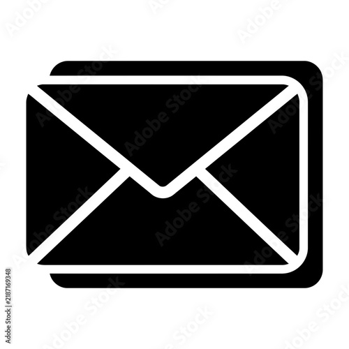 Black Envelope Icon With White Outline On White Background