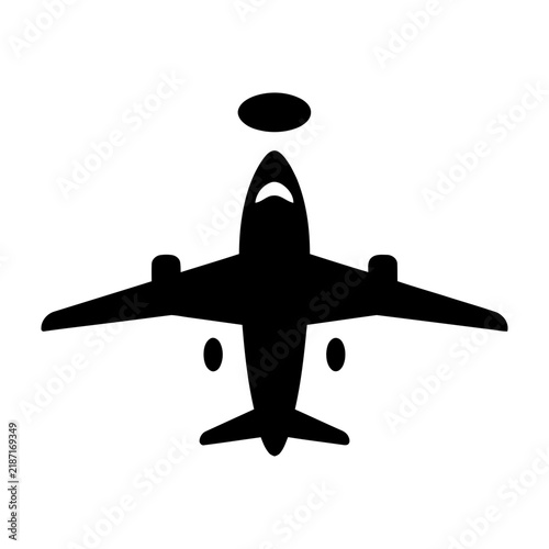 Silhouette of airplane icon on white background