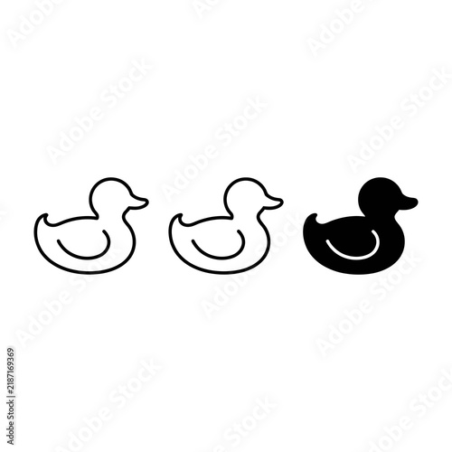 Three rubber ducks in black and white outline