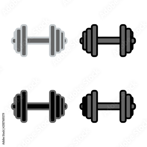 Dumbbell Icon Set In Grey And Black Tones