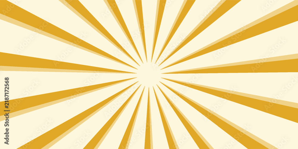 Obraz premium Vibrant yellow sunburst pattern on cream background with radiating lines creating dynamic energy