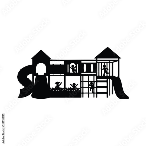 Indoor playground silhouette icon vector flat design.