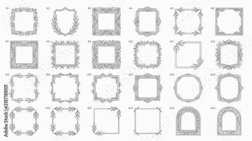 Collection of Decorative Square and Arch Frames Isolated