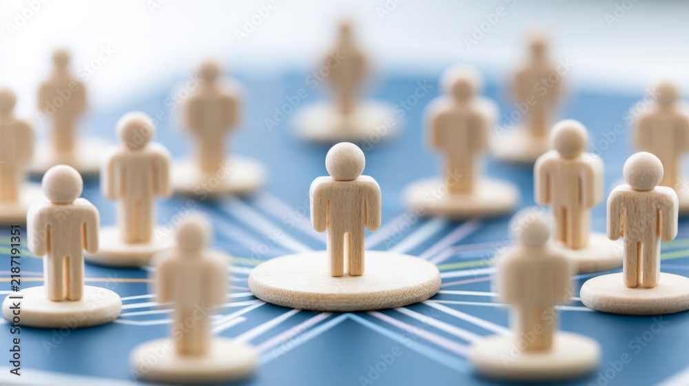 Obraz premium Wooden Figures Representing Human Connections in Semiconductor Manufacturing Inputs