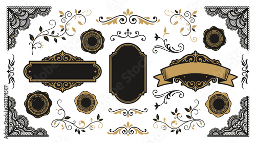 Vintage Ornament Collection: Labels, Borders, Flourishes, and Seals