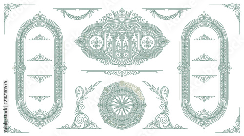 Vintage Ornamental Borders and Embellishments - Isolated on Transparent Background