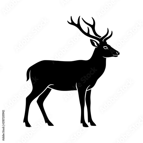 Standing deer silhouette vector illustration, Deer silhouette vector illustration