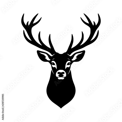 Deer head silhouette vector illustration, Deer head silhouette illustration