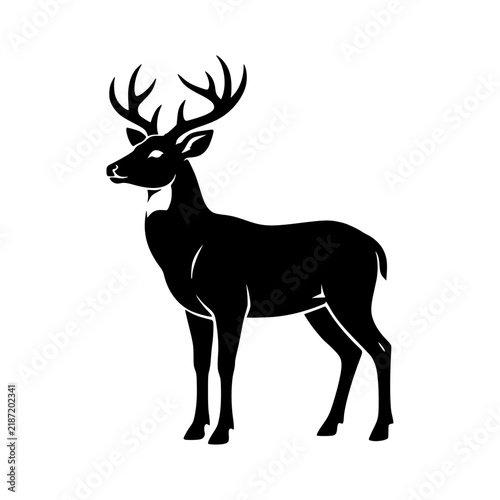 Standing deer silhouette vector illustration, Deer silhouette vector illustration