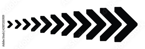 Growing Arrows of Progress: A dynamic graphic illustration depicting a series of black arrows, increasing in size and density from left to right, symbolizing growth, momentum, and forward movement.
