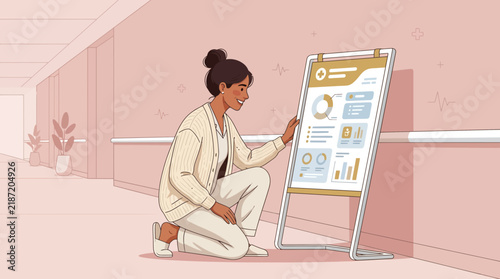 Woman Analyzing Data Presentation Board Isolated Transparent Background