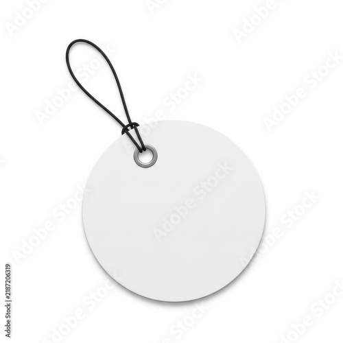 Obraz na płótnie White round tag with black loop attachment