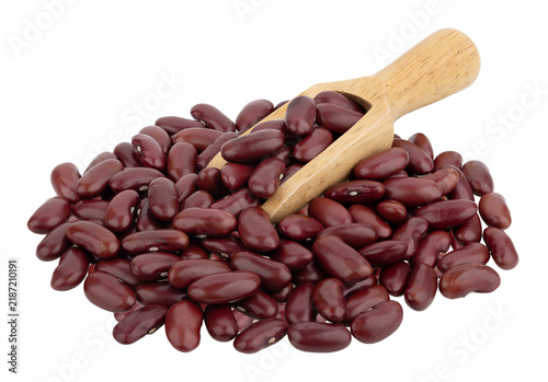 Azuki beans or red beans in wooden spoon on transparent png