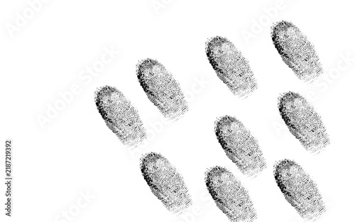 Foto Six black fingerprints grid fading pattern forensic identity biometric security