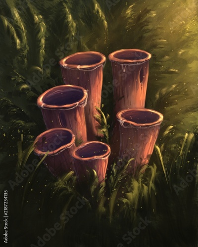 Digital illustration of a fantasy plant created by a human 