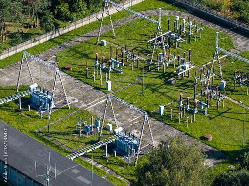 Konstfotografi Electrical substation generating and distributing high voltage power to consumer