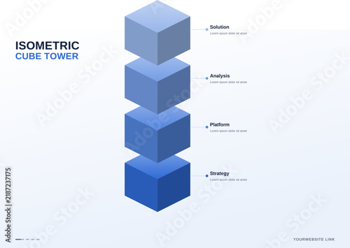 Isometric Cube Tower Diagram Isometric, Blue