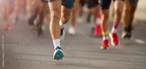 Marathon running in the light of evening	