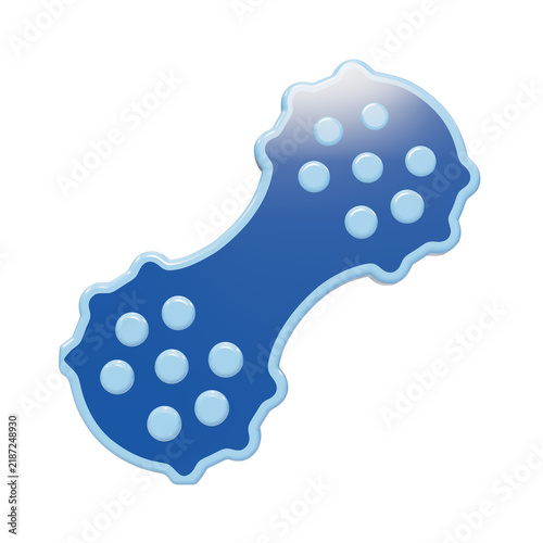 Foto Blue dumbbell shaped dog toy with textured bumps and glossy finish for pet playt