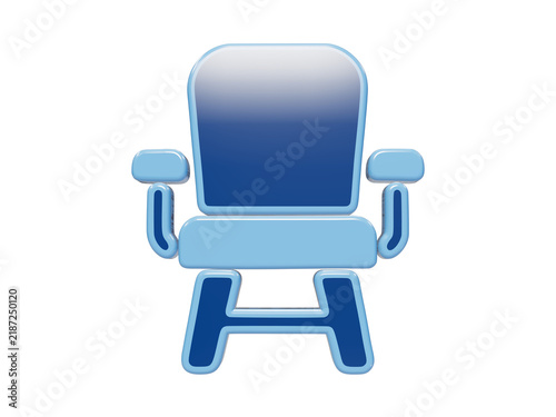 фотографія Glossy 3D icon of a blue office chair with armrests and rounded backrest for wai