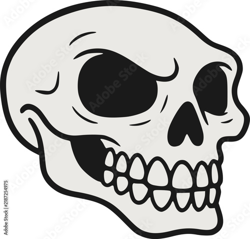 Vector skull illustration depicting a skeletal head with eerie