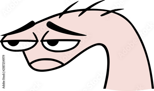 Original quirky vector character with a thin neck and sad, funny, expressive face