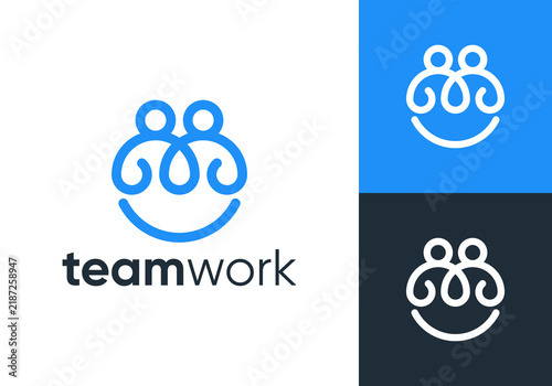 partner job logo design. simple creative work people icon vector concept