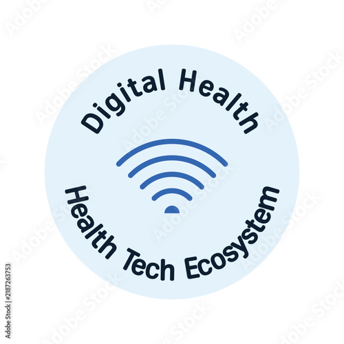 Quadro su tela Vector line circular badge of digital health tech ecosystem