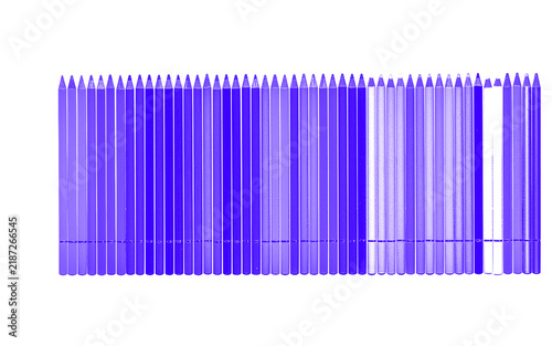 Dense Purple Pencils Arranged in a Repeating Row, Abstract Stationery Pattern and Colorful Writing Tool Texture on White