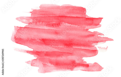 Muted pink watercolour painted textured brushstroke striped stain background. Abstract carmine red colors wash technique watercolor blob for nature heat concept, brush stroke texture