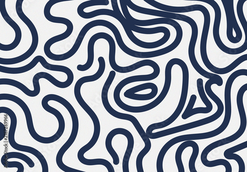 Navy Blue and White Organic Wavy Line Abstract Pattern