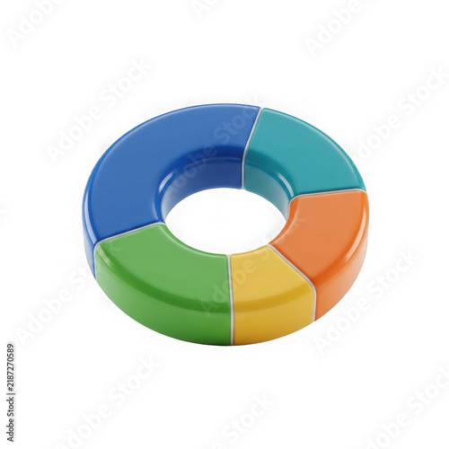 Multicolor circular ring diagram with infographic colorful business presentation on transparent background