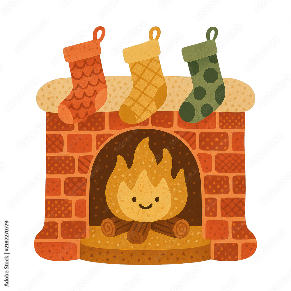 Obraz premium PNG Cozy festive fireplace illustration