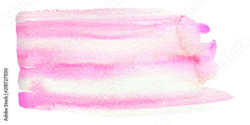 Bright coral pink and white artistic ombre textured watercolor stain with tie dye wash effect. Vibrant pastel striped colors watercolour background for banner design, texture, abstract landscape