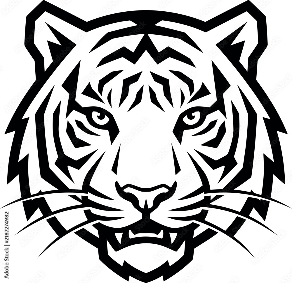 Fototapeta premium Tiger head mascot vector and black and white wild cat logo