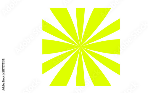 Yellow sunburst pattern vector illustration, neon green radial star burst rays background isolated on white, abstract geometric optical design for poster, banner, print and summer background element