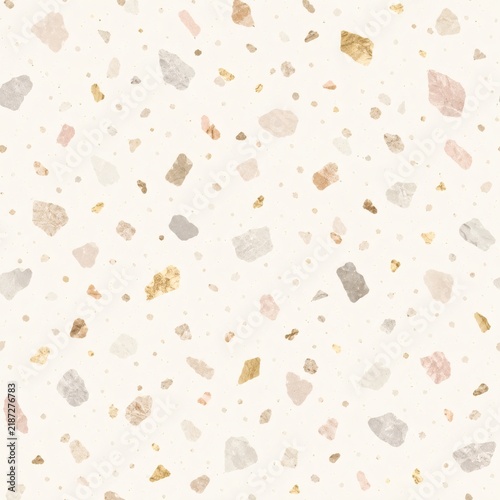 Pastel terrazzo pattern with gold accents