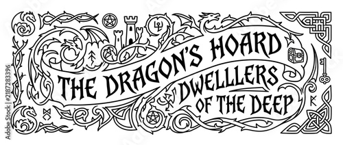 Fantasy Dragon Ornate Banner with Mythical Elements